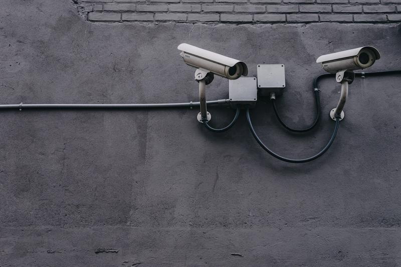security cameras on a wall