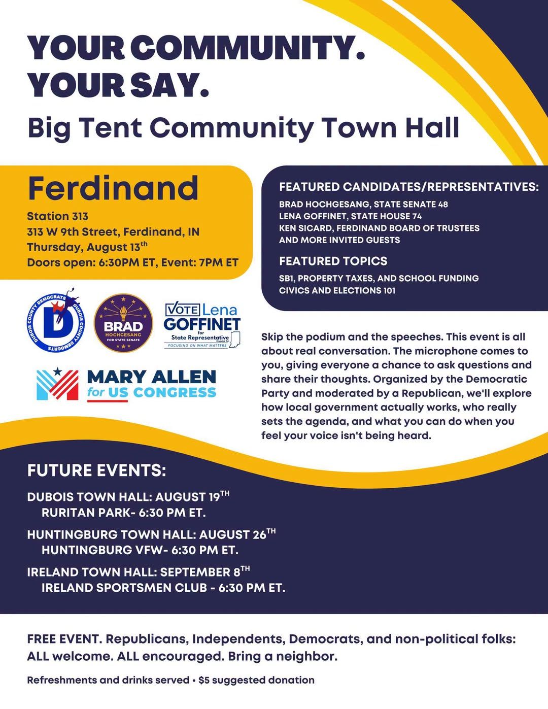 Big Tent Town Hall: "Your Community, Your Say" (Ferdinand) event image