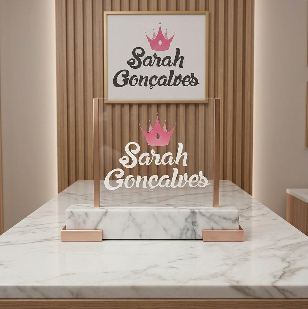 Sarah Gonçalves: aplicação da identidade visual