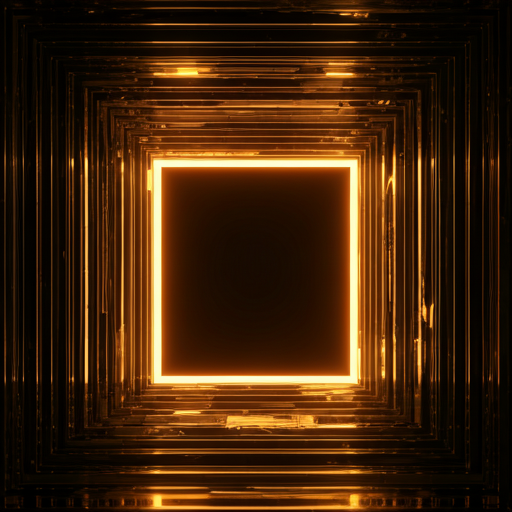 Gold architectural forms against a graphite background