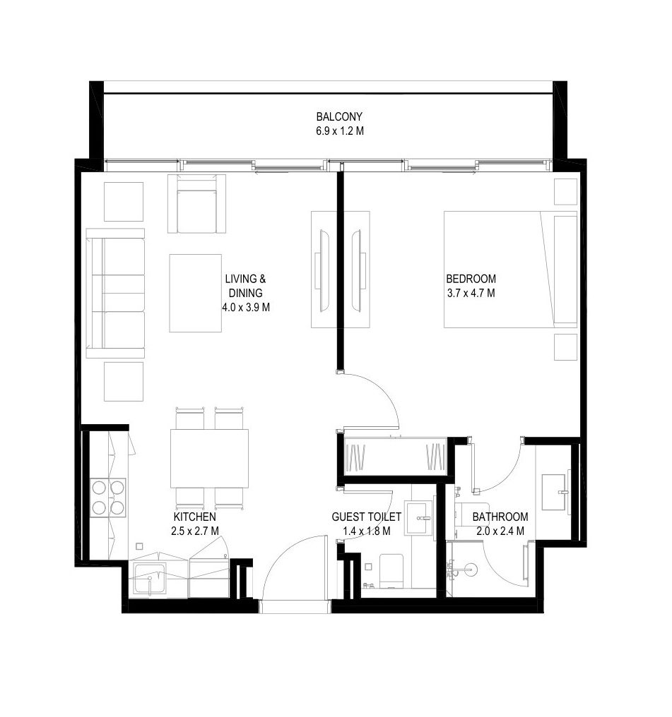 1 Bedroom Floorplan