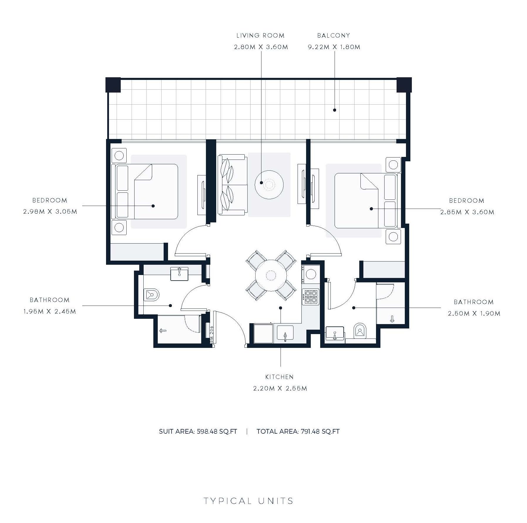 2 Bedroom Floorplan