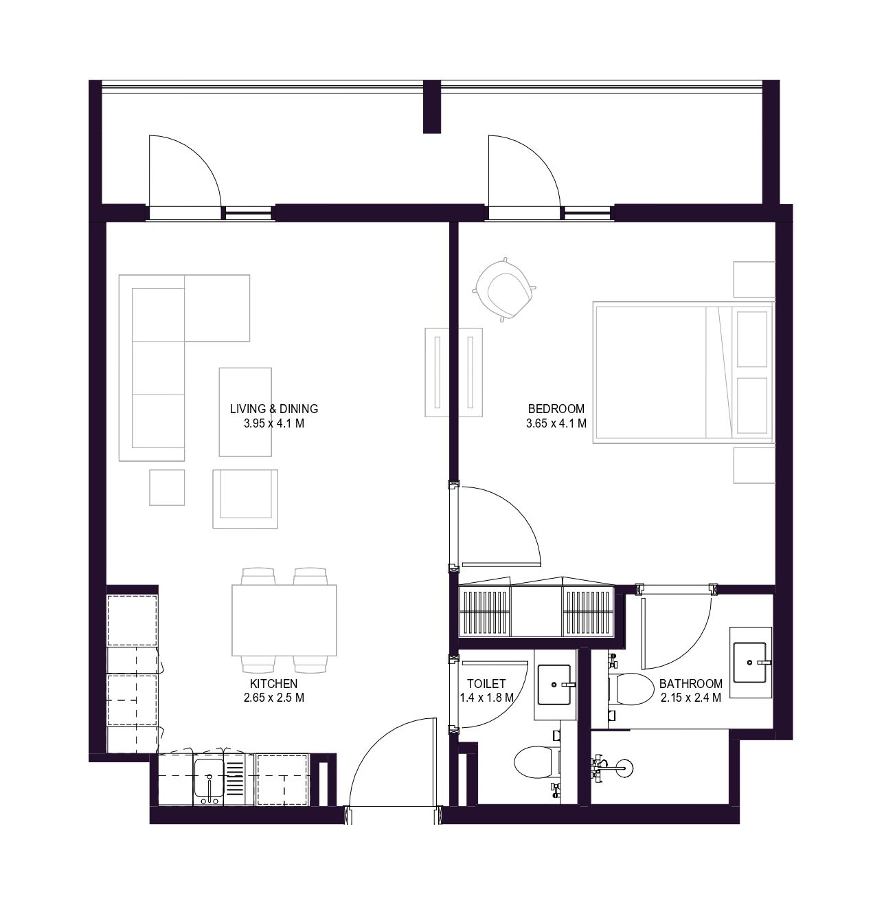 1 Bedroom Floorplan