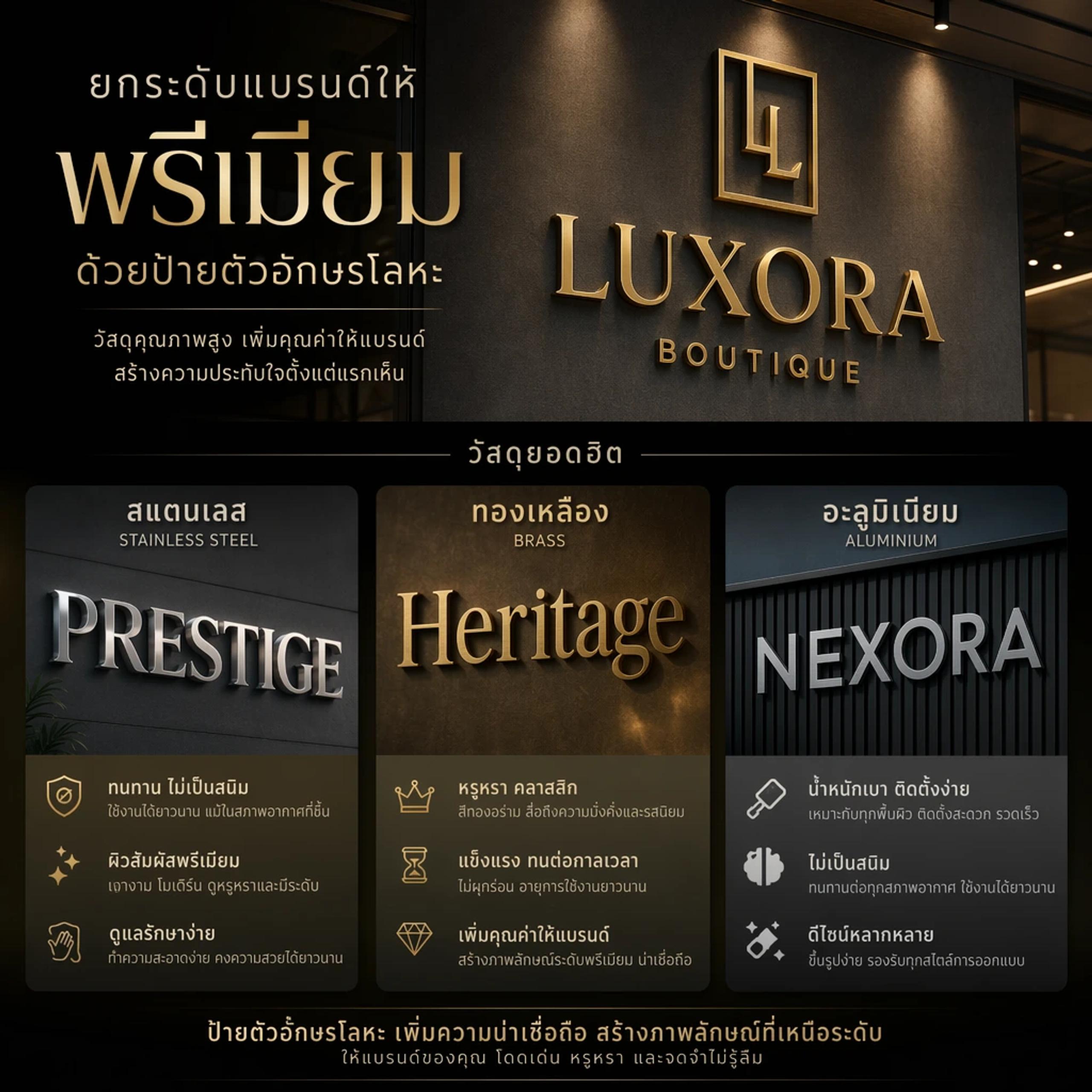 ป้ายตัวอักษรโลหะ เพิ่มความหรูหราให้ธุรกิจ วัสดุแบบไหนดี?