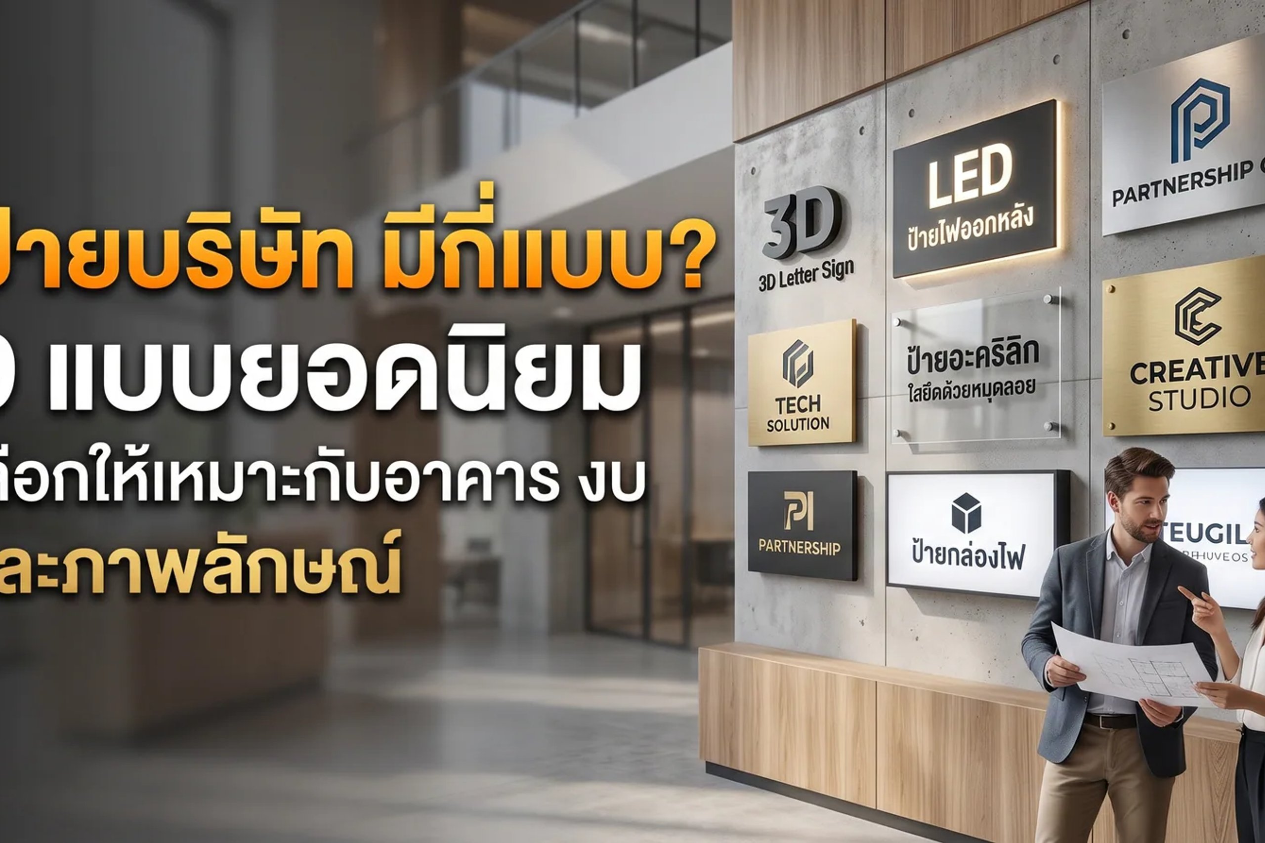 ป้ายบริษัท มีกี่แบบ? 9 แบบยอดนิยม เลือกให้เหมาะกับอาคาร งบ และภาพลักษณ์