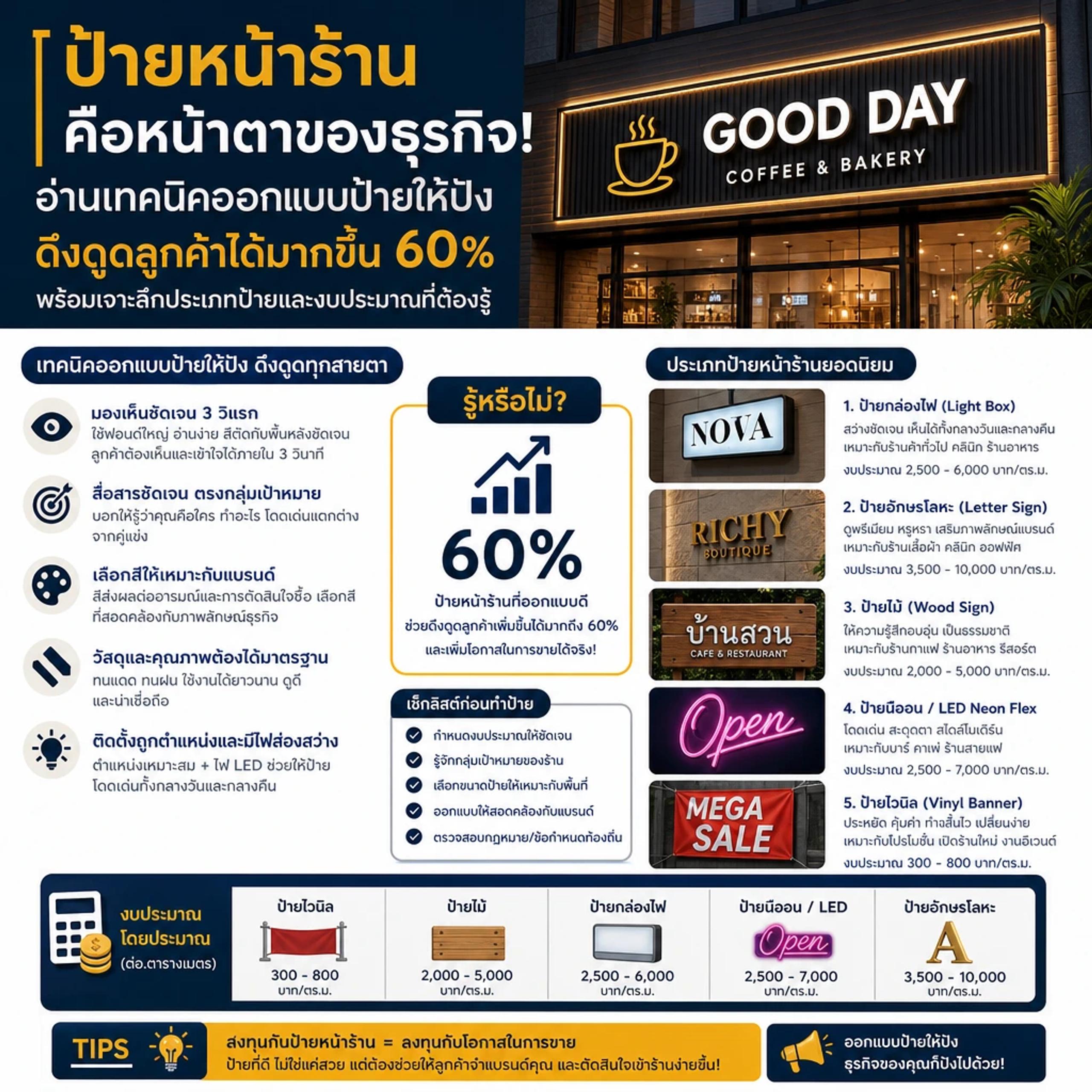 ป้ายหน้าร้านสวยๆ ดึงดูดลูกค้า ออกแบบอย่างไรให้ปัง?