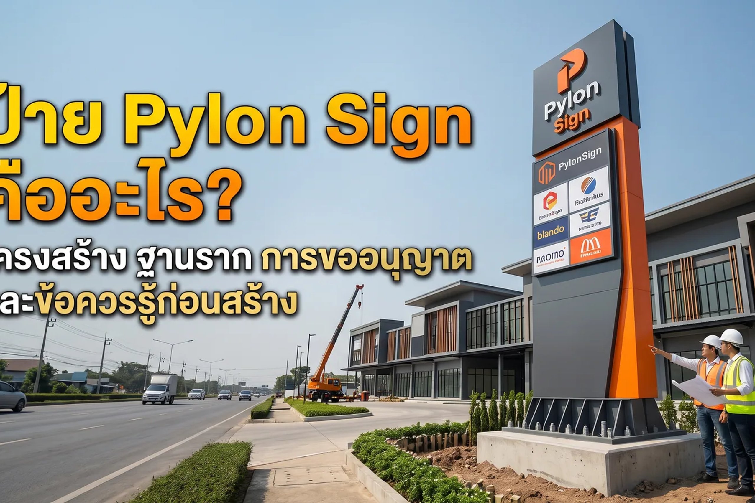 ป้าย Pylon Sign คืออะไร? โครงสร้าง ฐานราก การขออนุญาต และข้อควรรู้ก่อนสร้าง