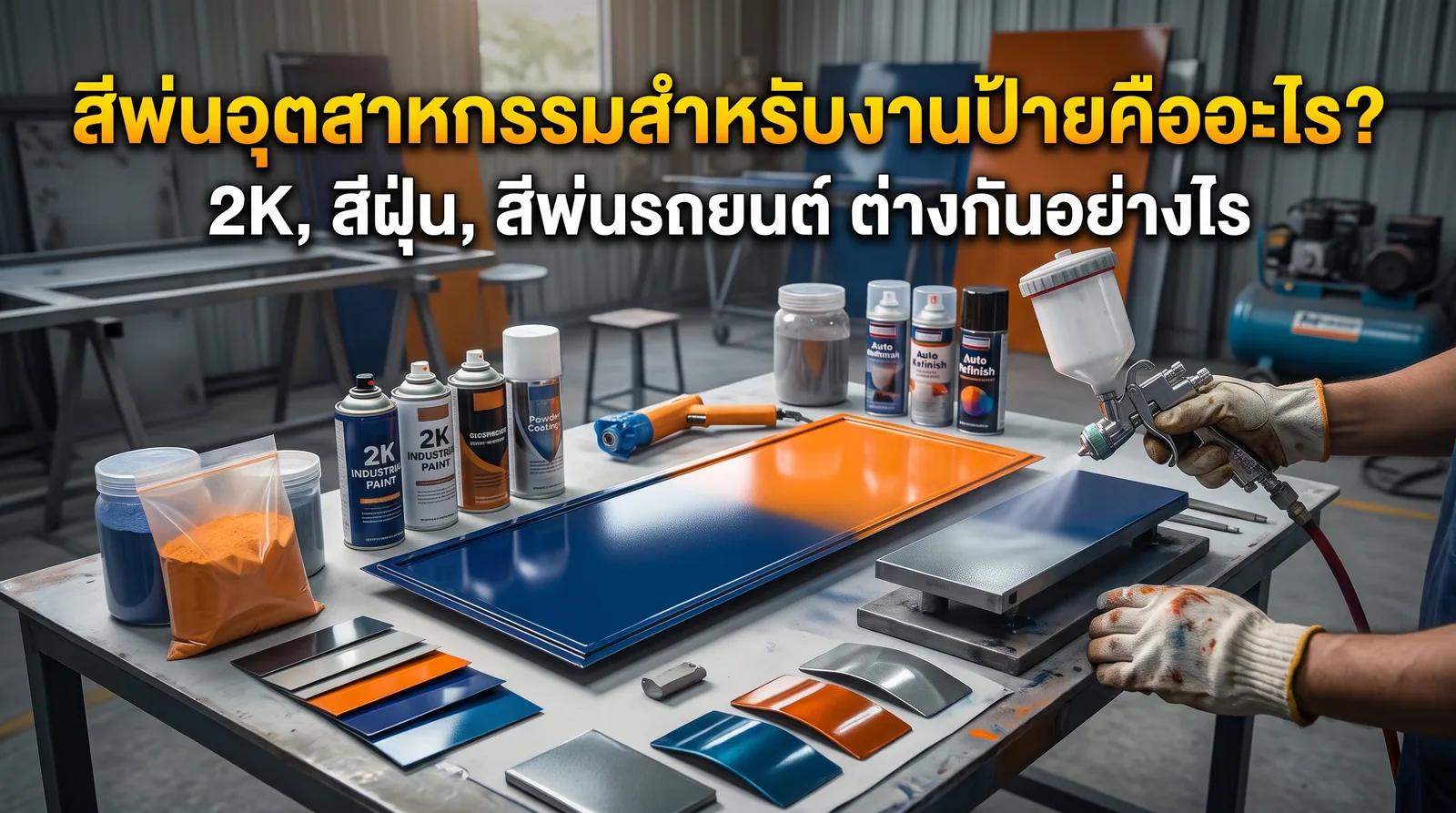 สีพ่นอุตสาหกรรมสำหรับงานป้ายคืออะไร? 2K, สีฝุ่น, สีพ่นรถยนต์ ต่างกันอย่างไร