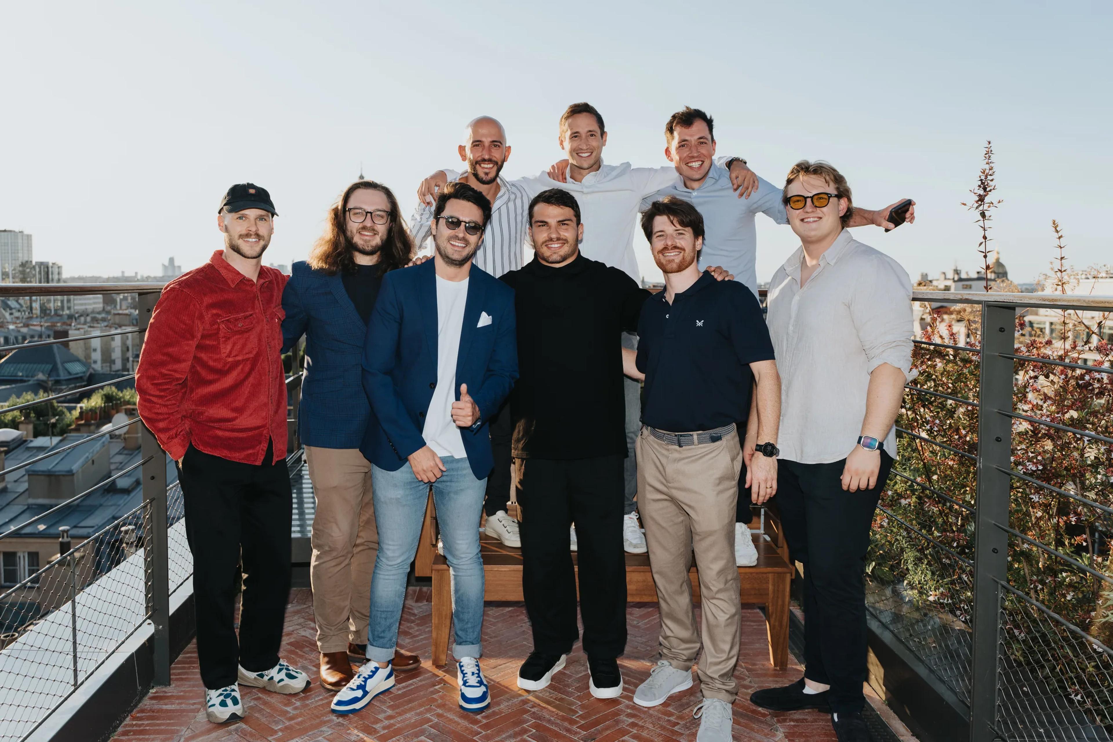 A group photo on the rooftop at the Bitpanda event in Paris