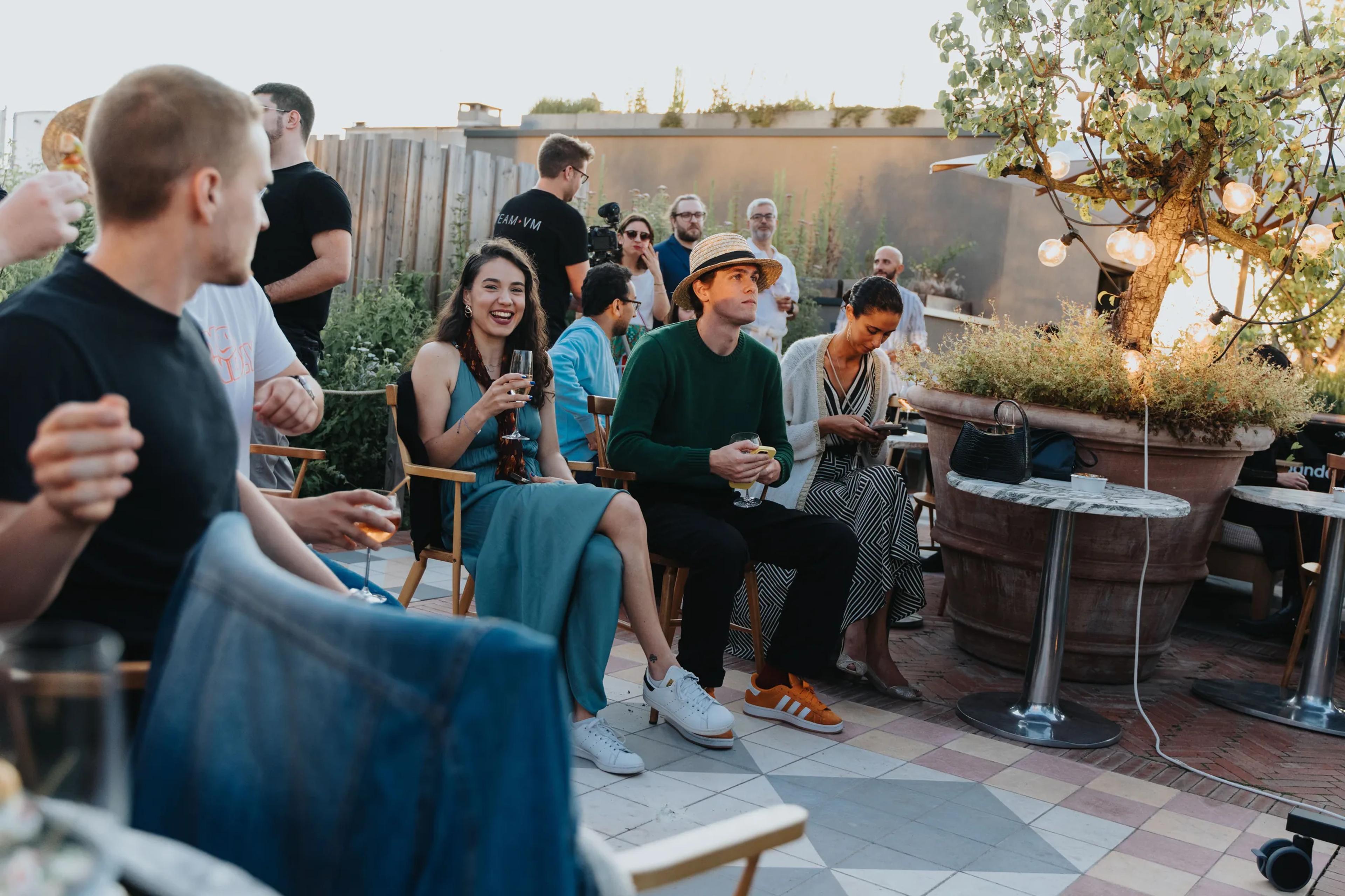 Guests relaxing on the rooftop terrace