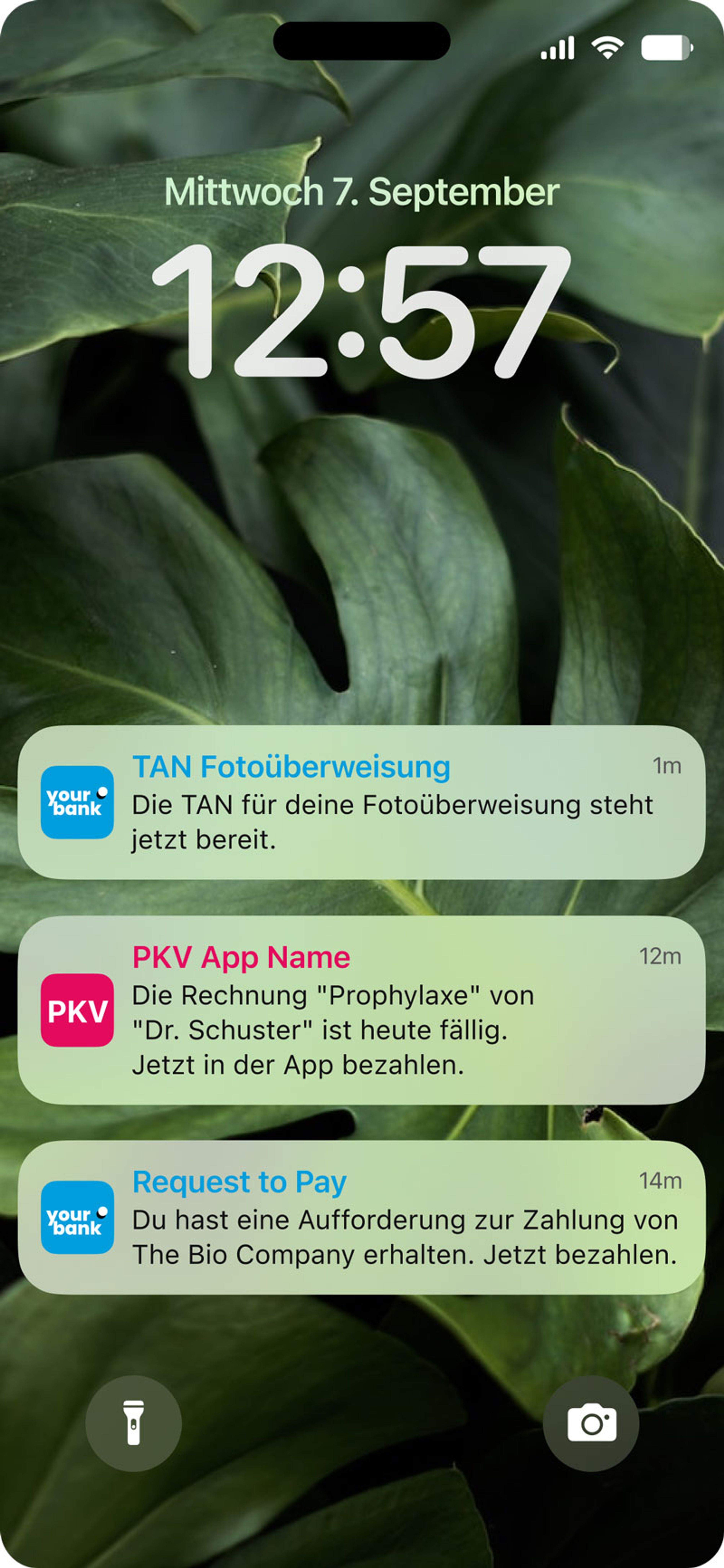 Banking app notifications