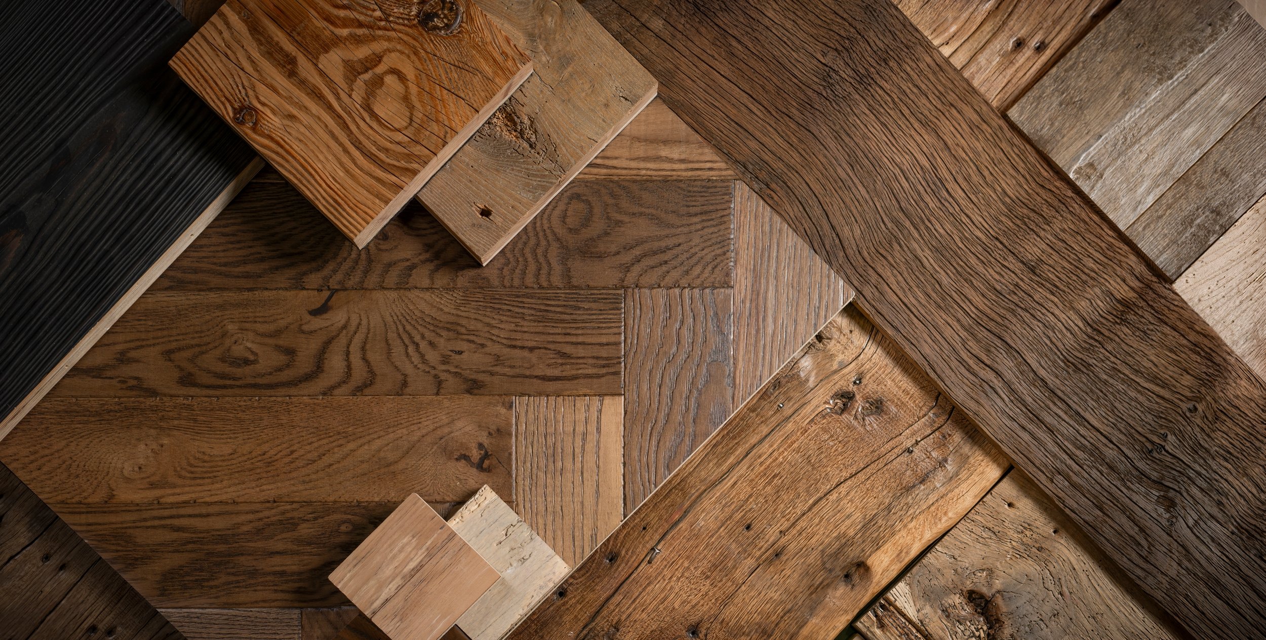 Patterned wood floor installation