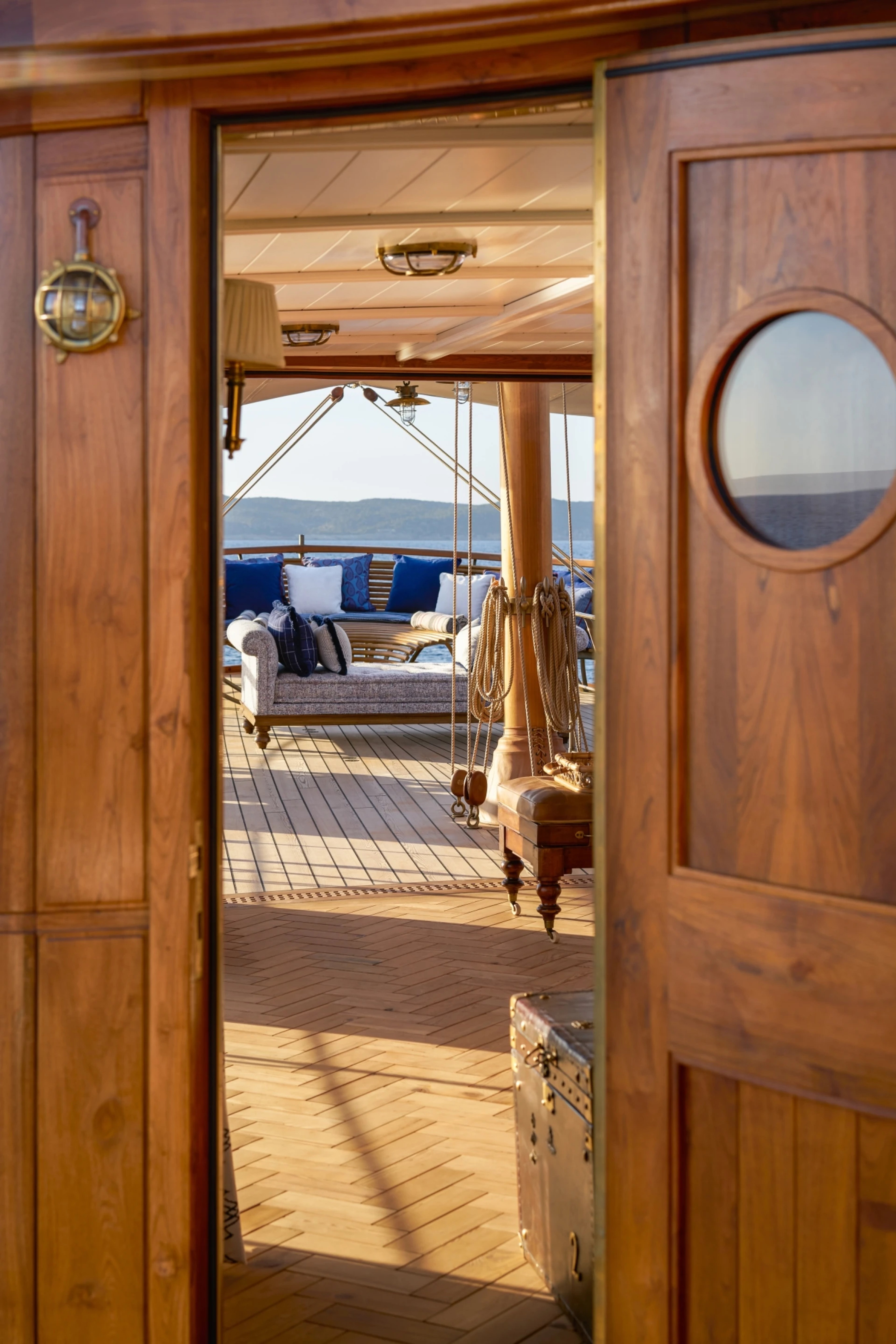 Restored 1930s yacht on the open water
