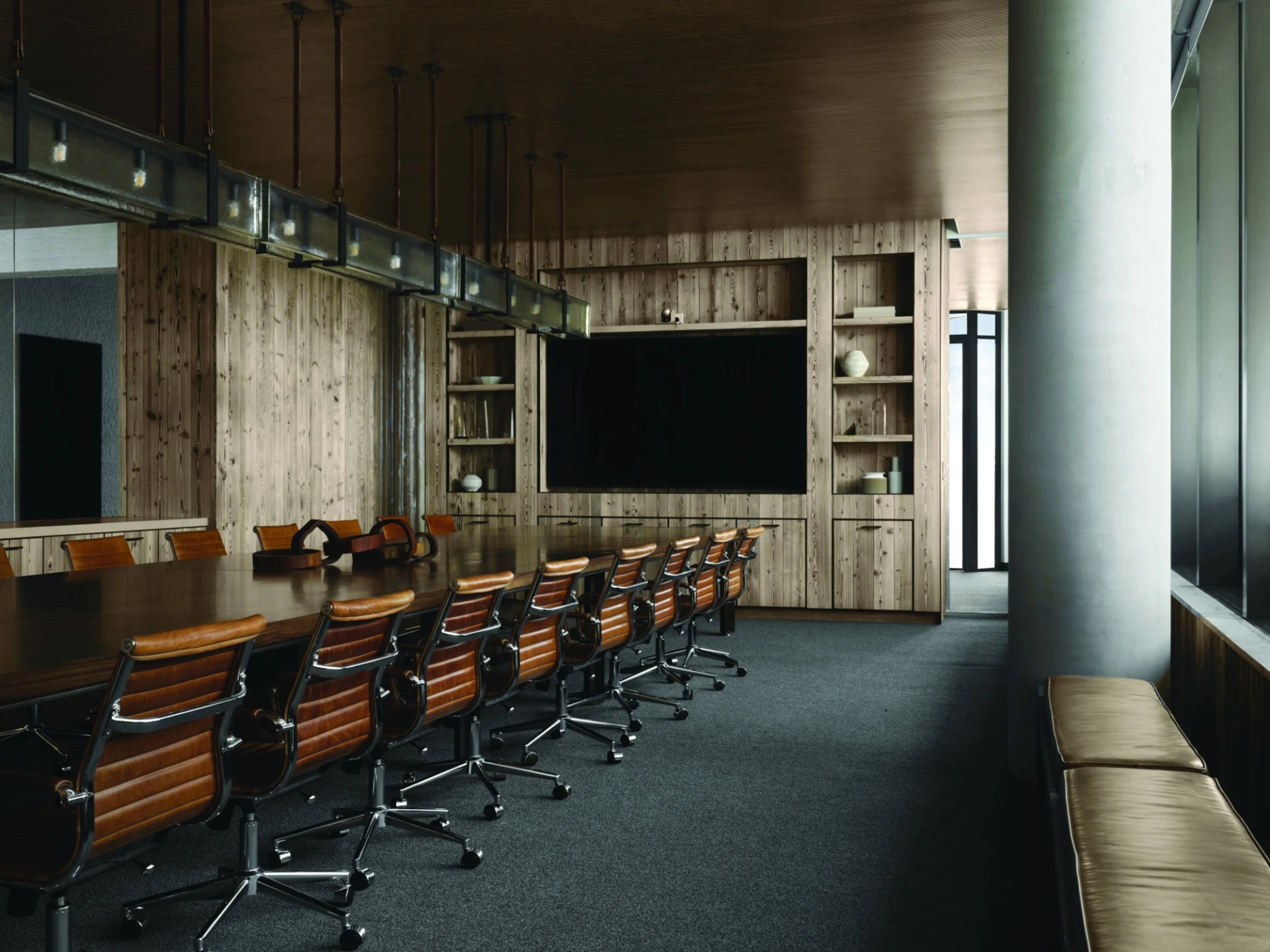 Starwood office interior with carbonised wall cladding