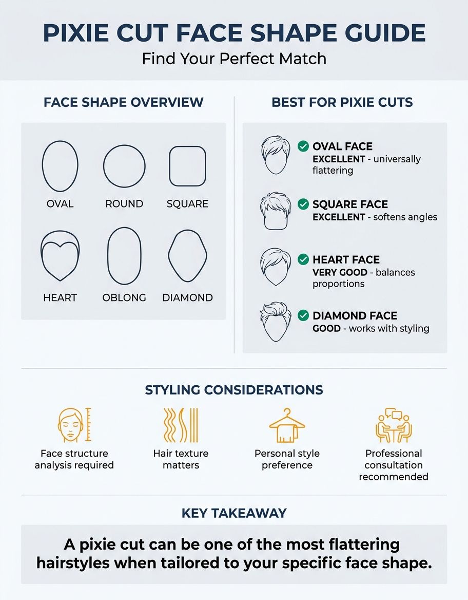 Pixie cut hairstyle on different face shapes