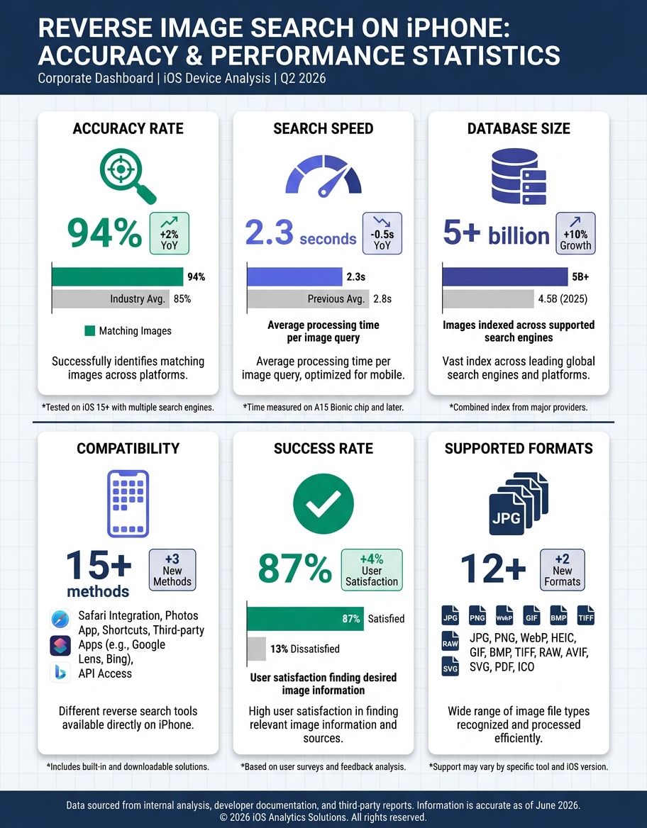 Data visualization showing accuracy metrics and performance statistics for how to reverse image search on iphone