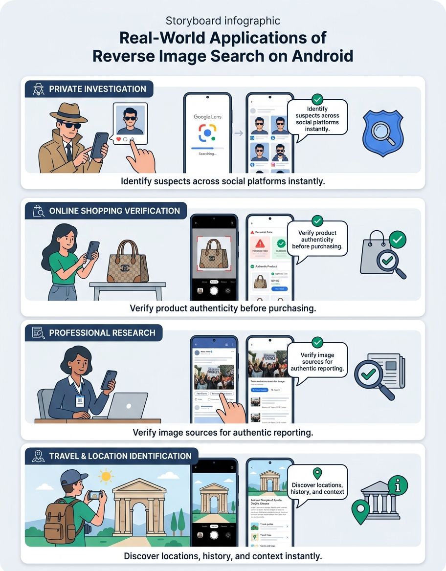 Real-world application scenario for reverse image search android in professional context