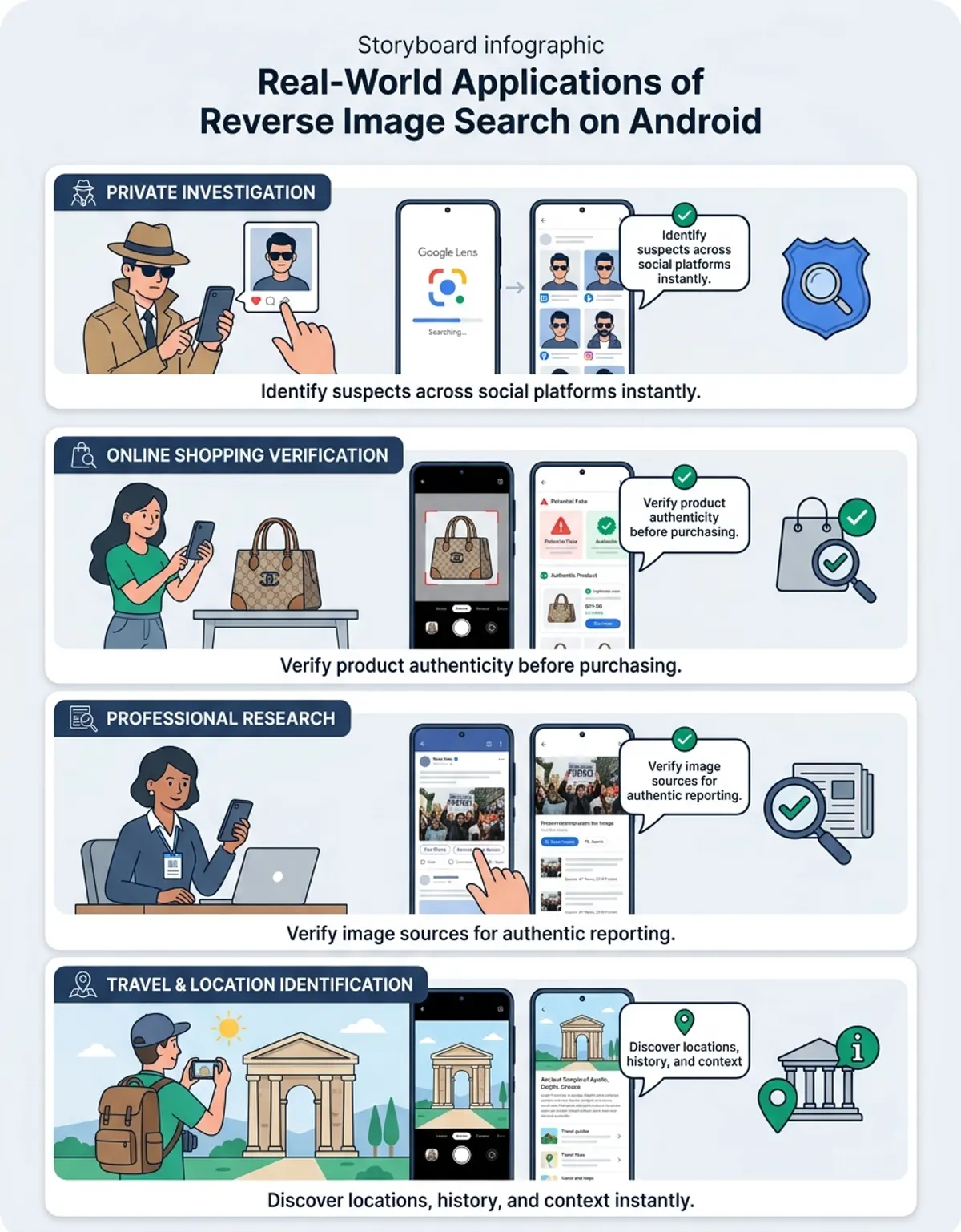 Real-world application scenario for reverse image search android in professional context