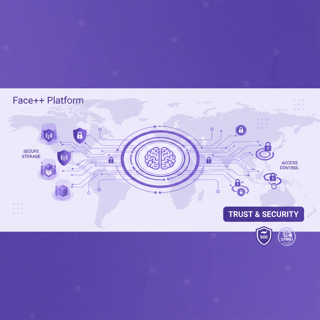 Face++ security and data management features including encryption, access control, and compliance certifications