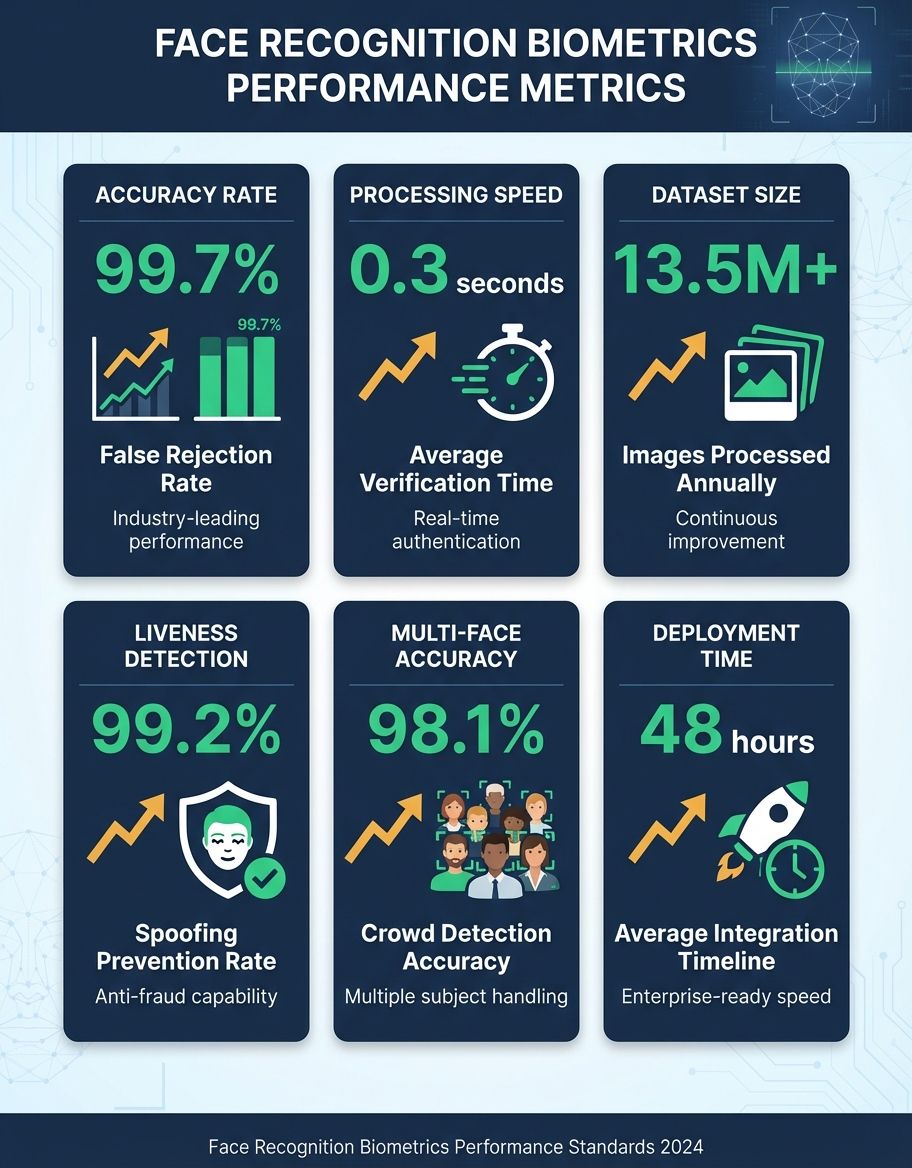 Infographic showing face recognition biometrics - Statistics/Data
