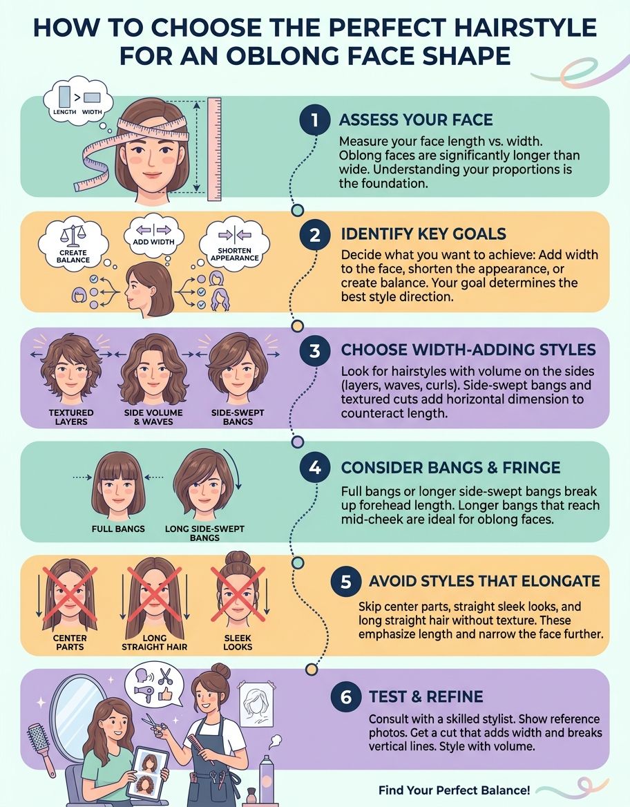 Visual guide showing oblong face characteristics and proportions