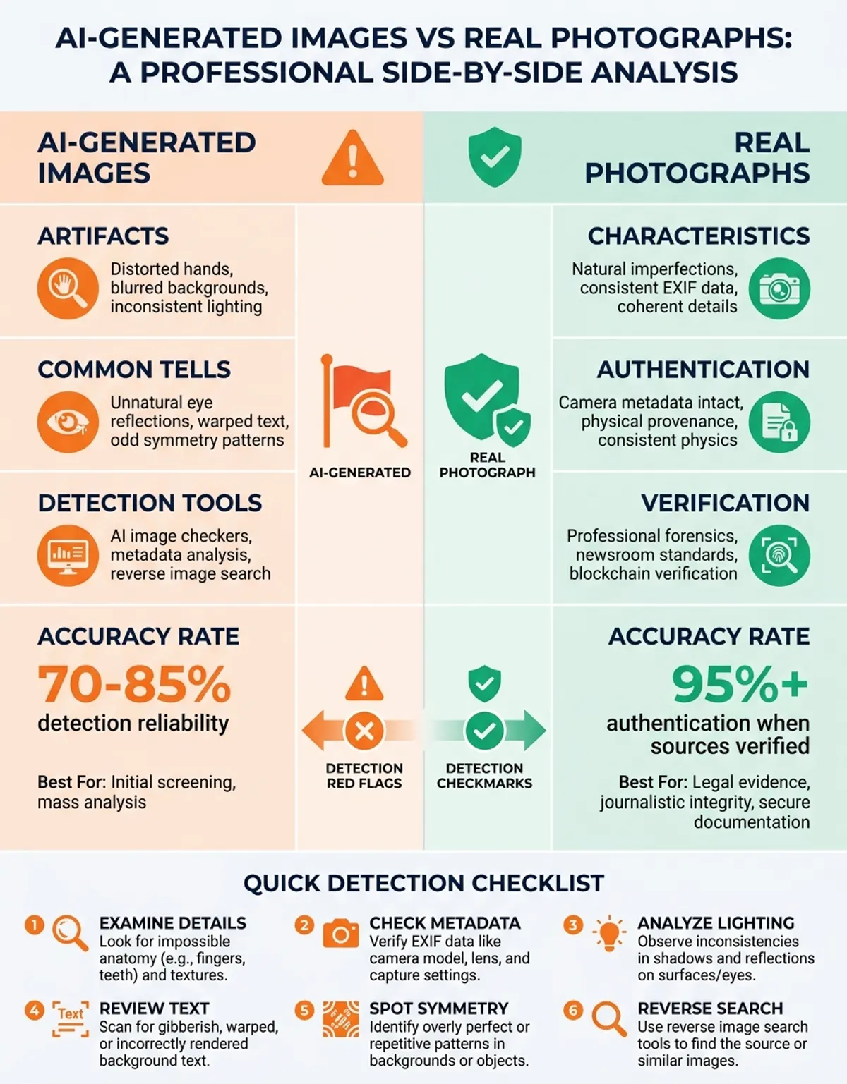 Visual comparison table showing is this image ai generated features and capabilities