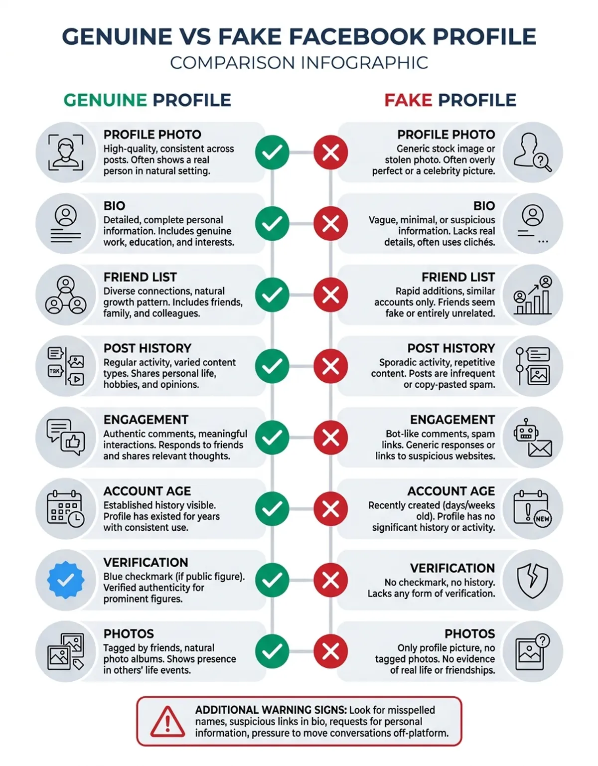 How to Tell If a Facebook Profile Is Fake - Comparison/Features