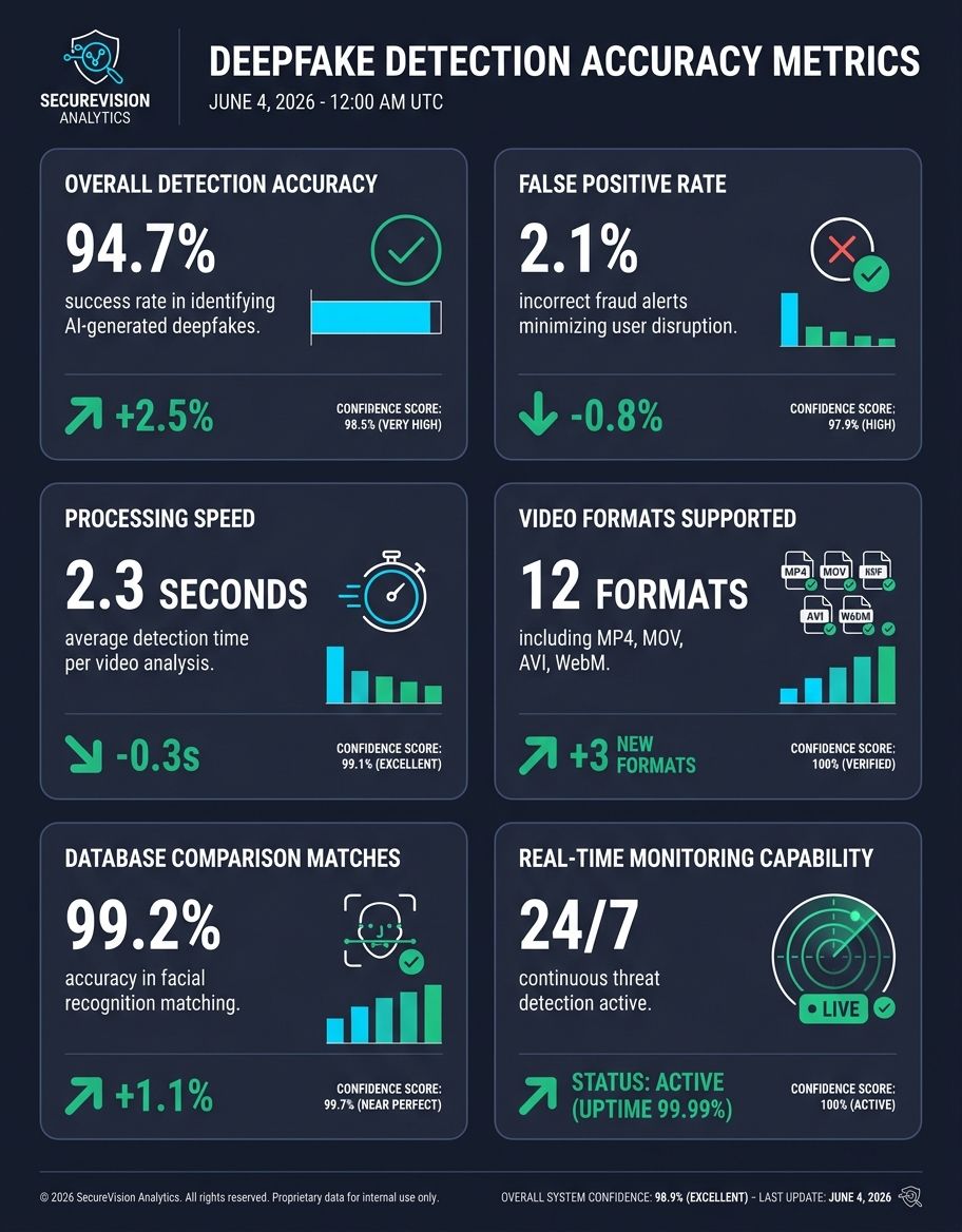 Data visualization showing deepfake detection statistics and accuracy rates across different platforms