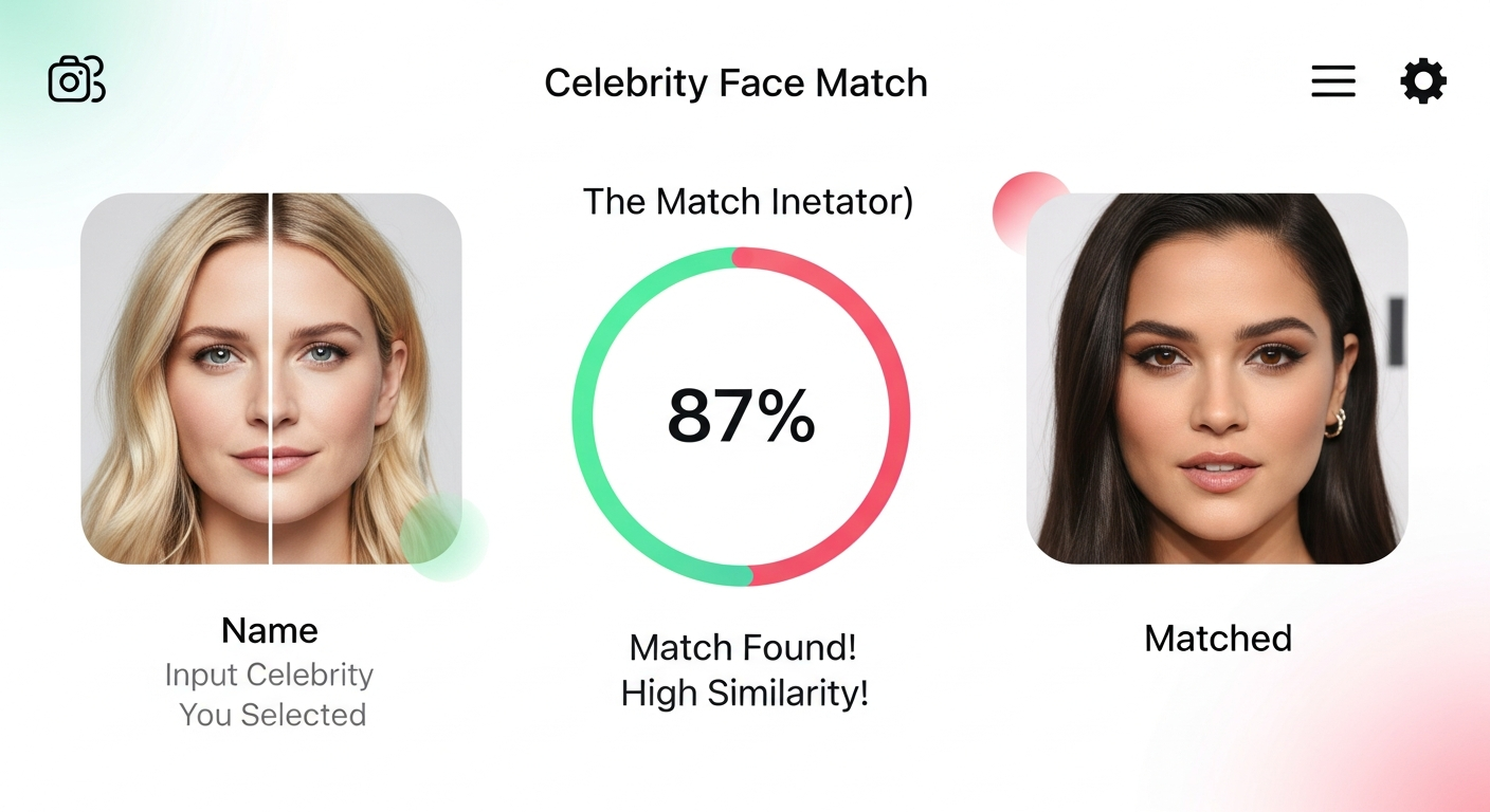 celebrity look alike twin comparison app showing famous face matches and similarity scores