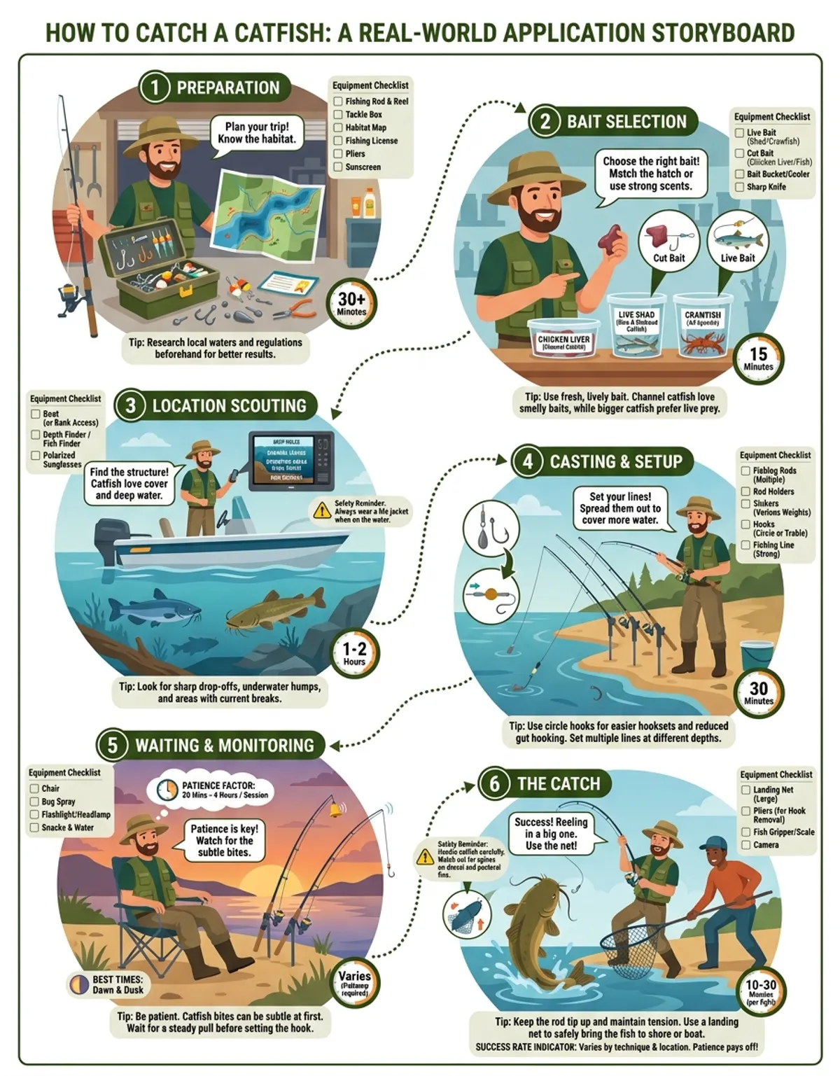 Real-world application scenario for how to catch a catfish in professional context
