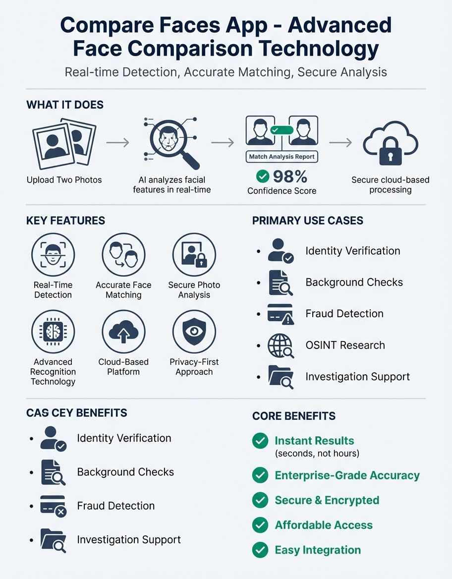 Infographic showing compare faces app - Hero/Overview