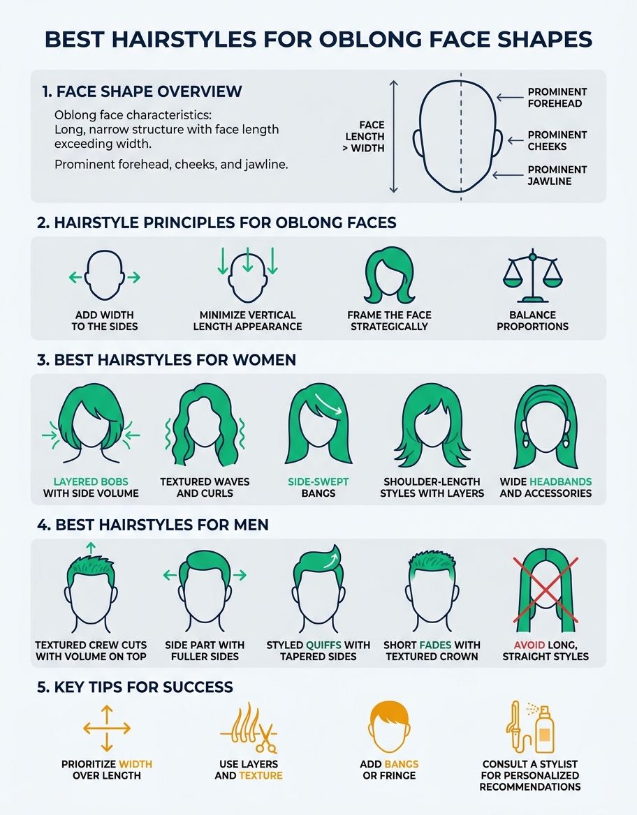 Visual guide to flattering hairstyles for oblong face shapes