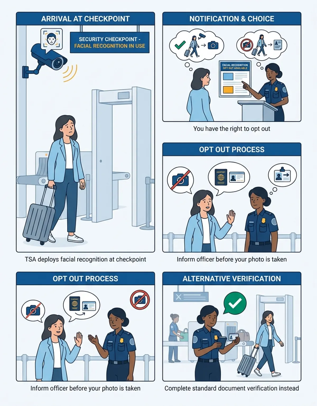 Common passenger questions about declining a checkpoint face scan