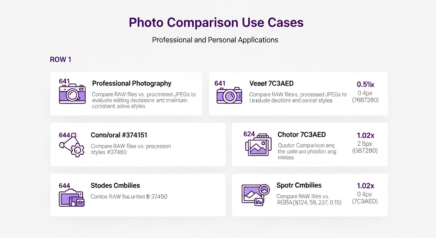 Use cases including photography, e-commerce, forensics, and assurance applications