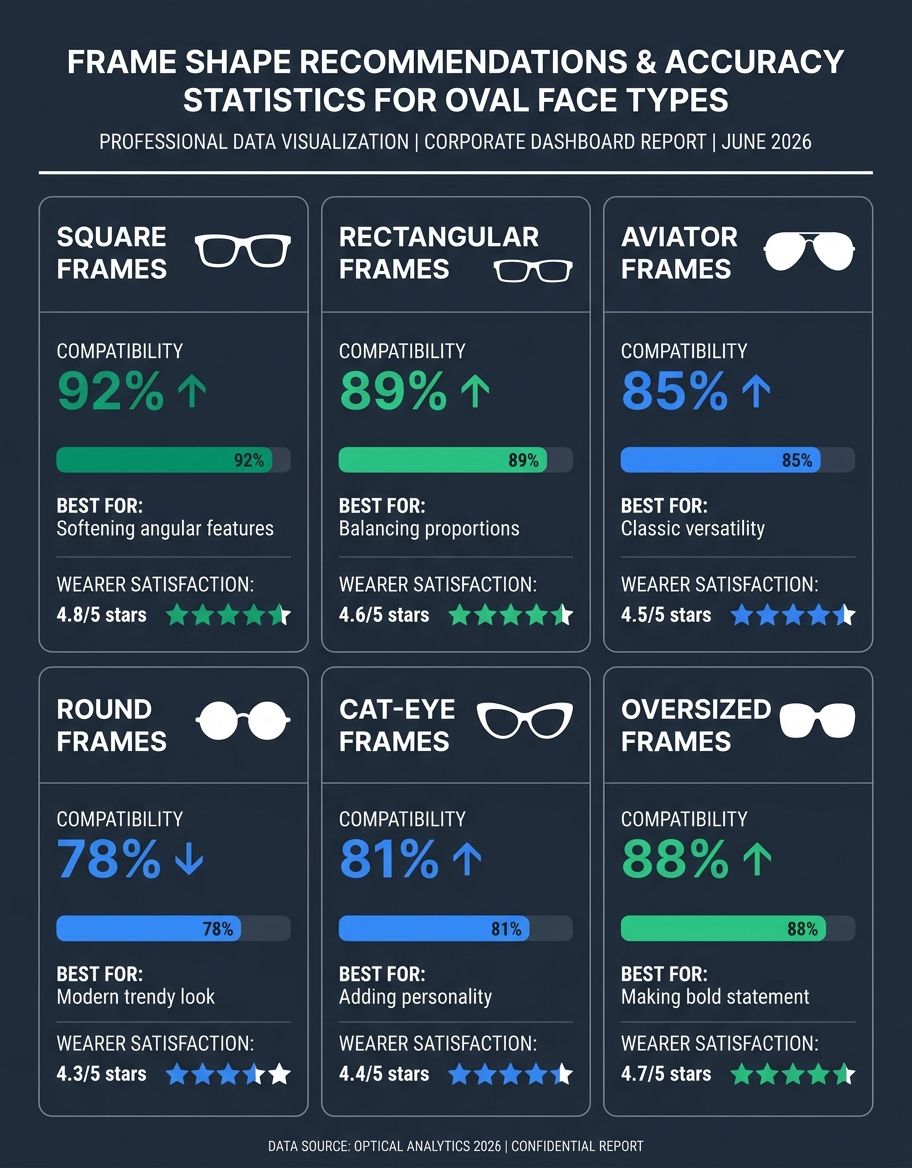 Best glasses shape for oval face - statistics and data on popular eyewear styles