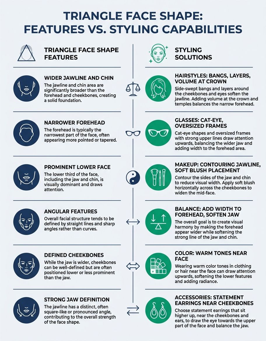 Face shape comparison chart showing triangle, oval, heart, square and round face shapes
