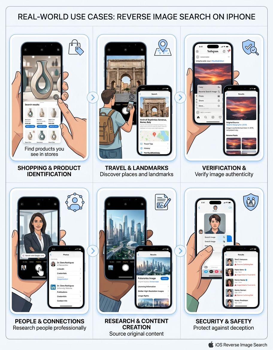 Real-world application scenario for how to reverse image search on iphone in professional context