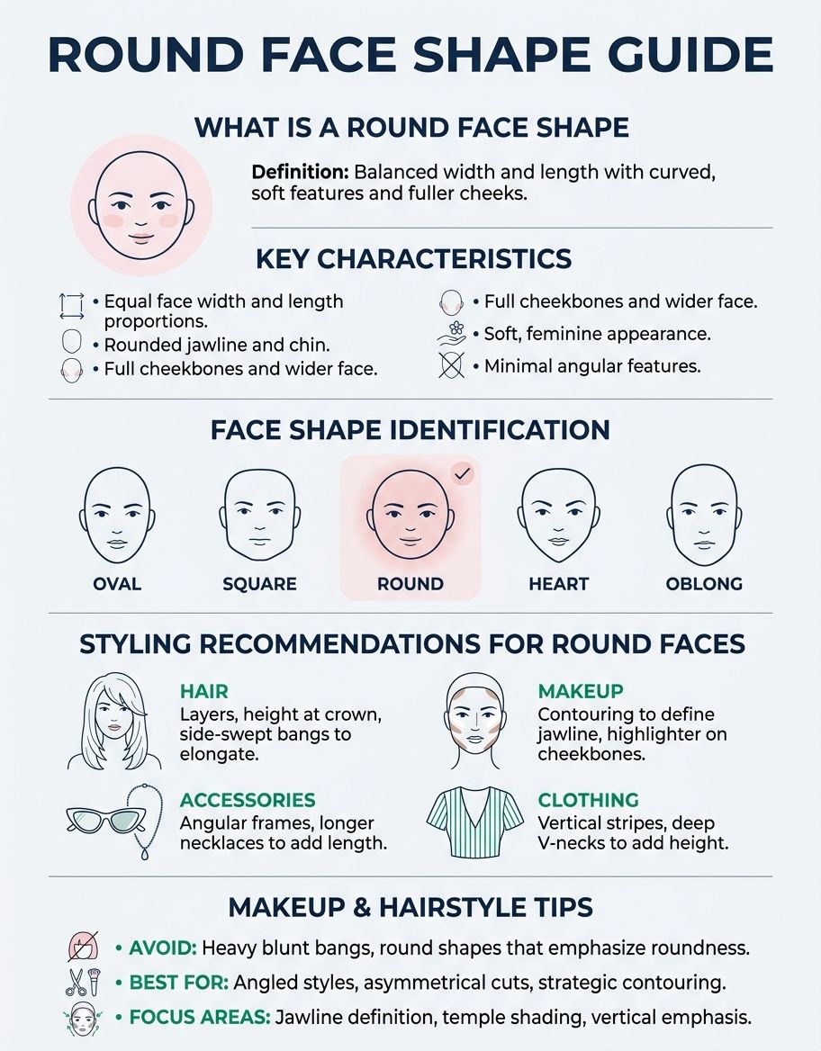 round face shape guide showing identifying features and styling options
