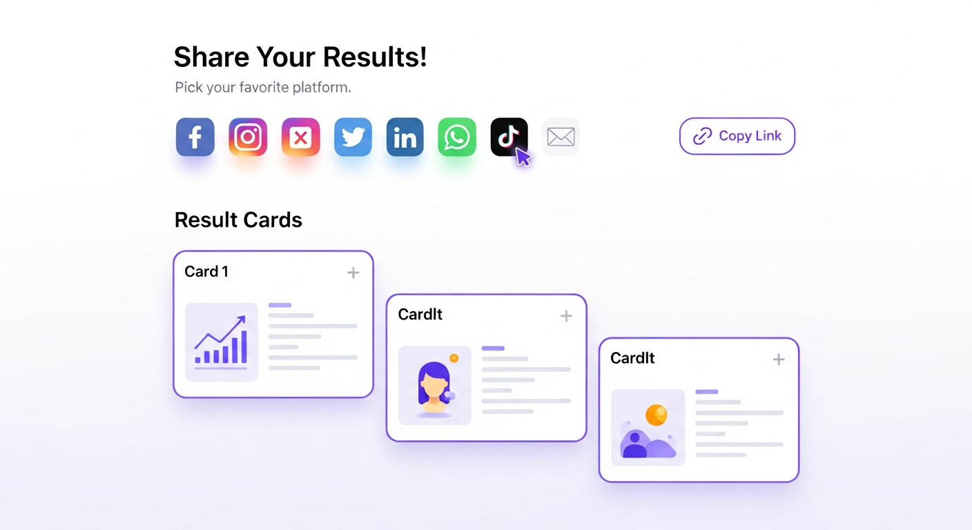 social sharing features in face analysis app showing results posted to social media