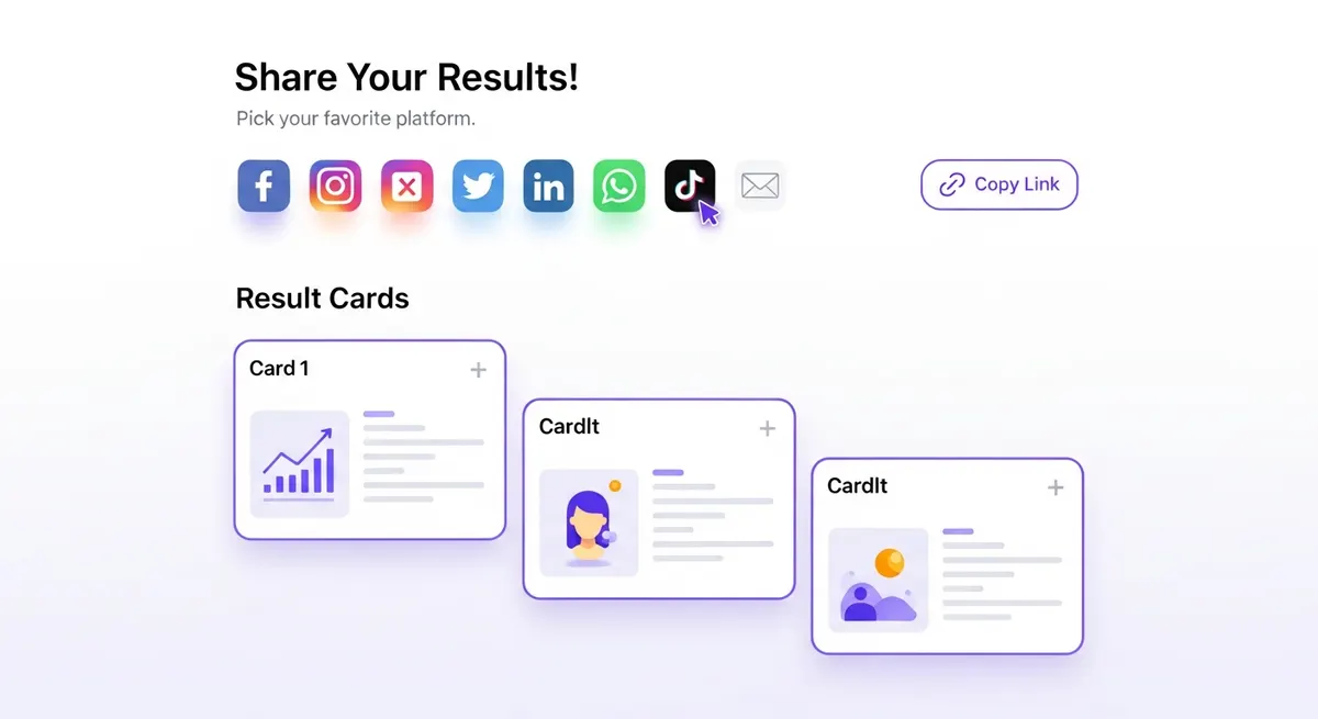 social sharing features in face analysis app showing results posted to social media