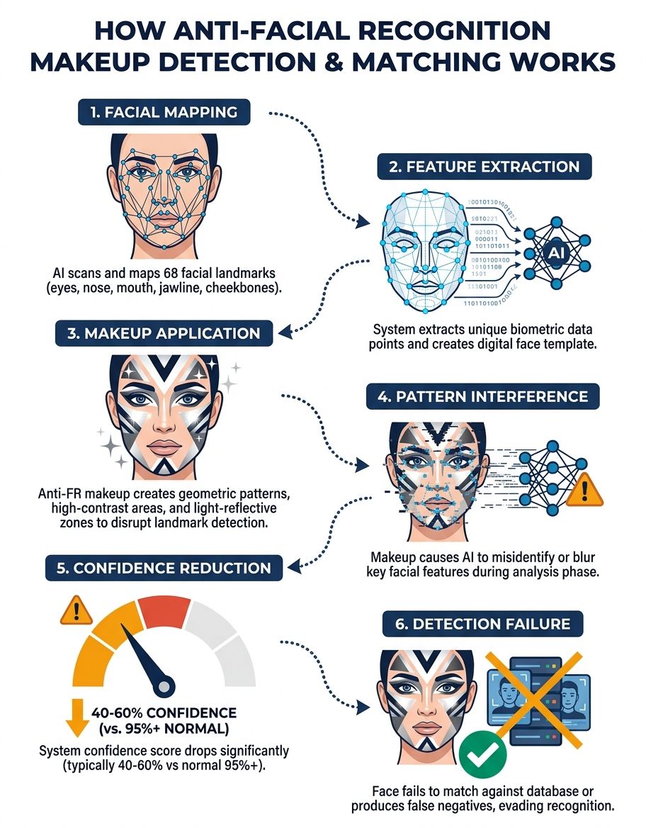 How facial recognition detection works with makeup interference
