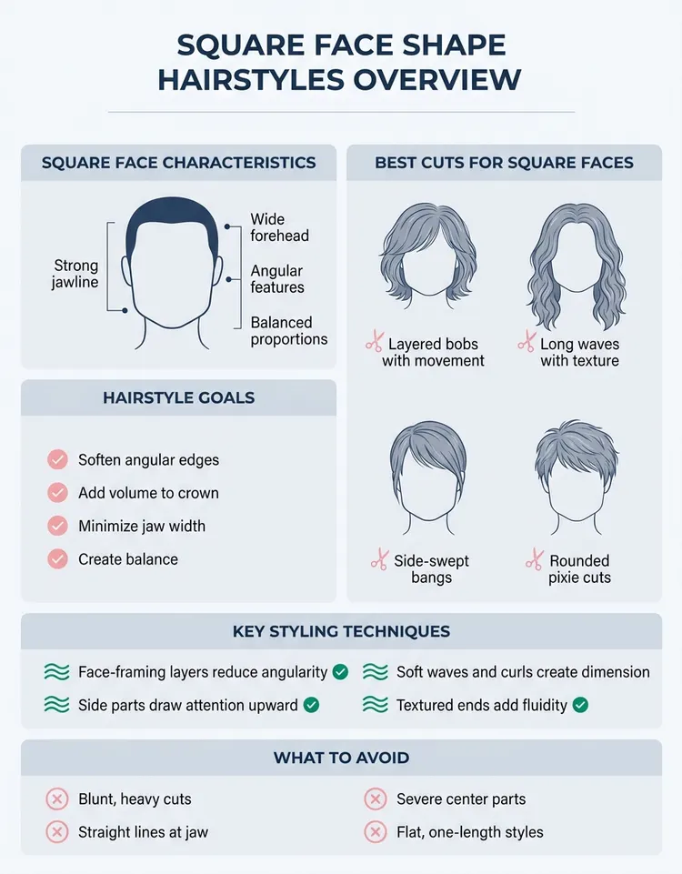Square Face Shape Hairstyles: Best Cuts, Layers, and Styling
