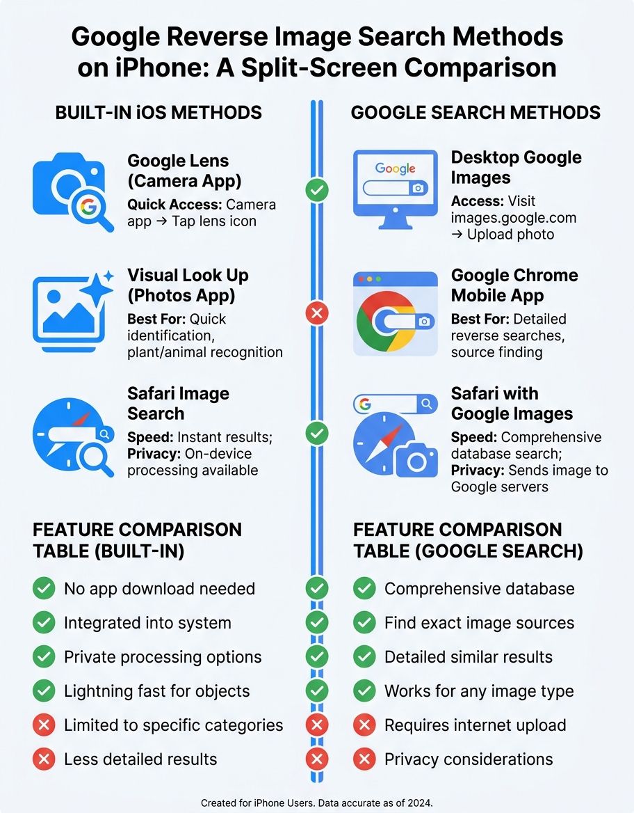 Comparison of different reverse image search tools displayed on iPhone screen