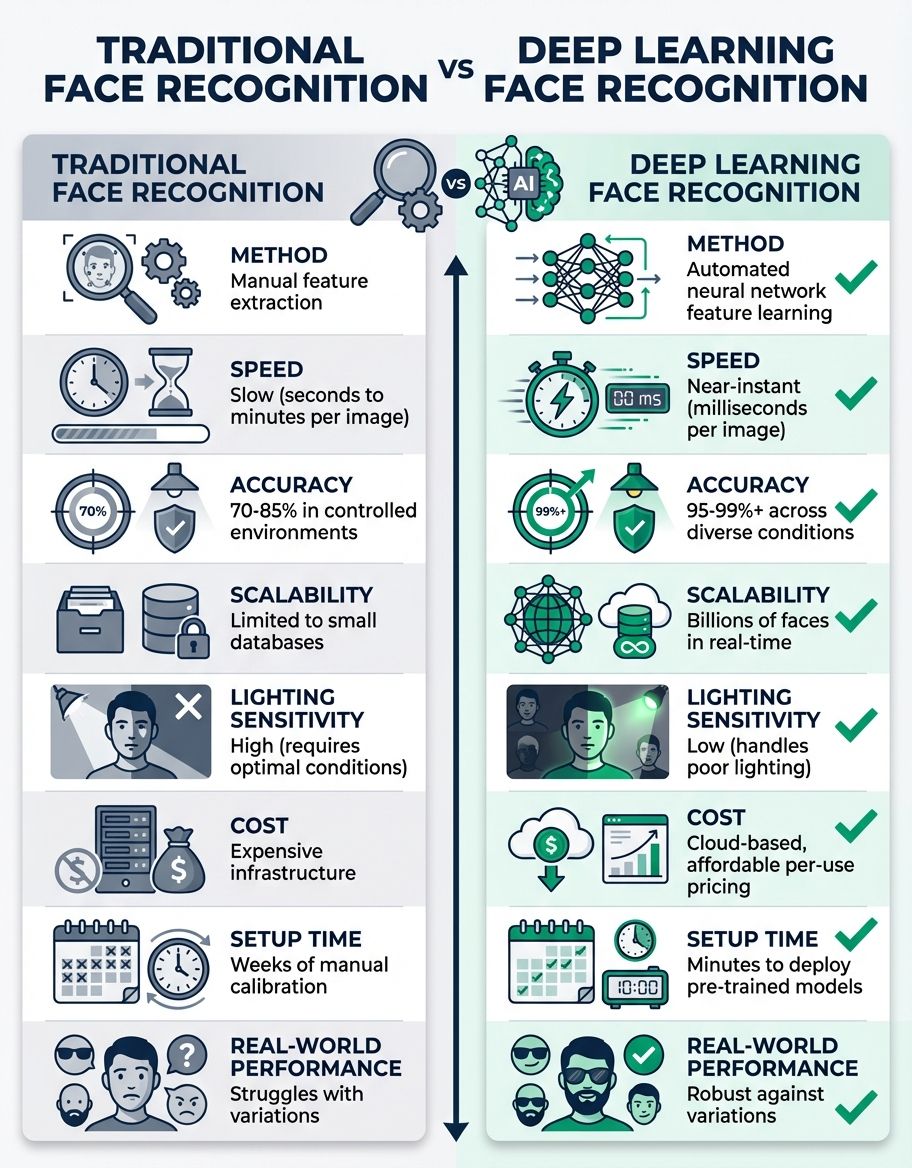 deep learning for face recognition - Comparison/Features