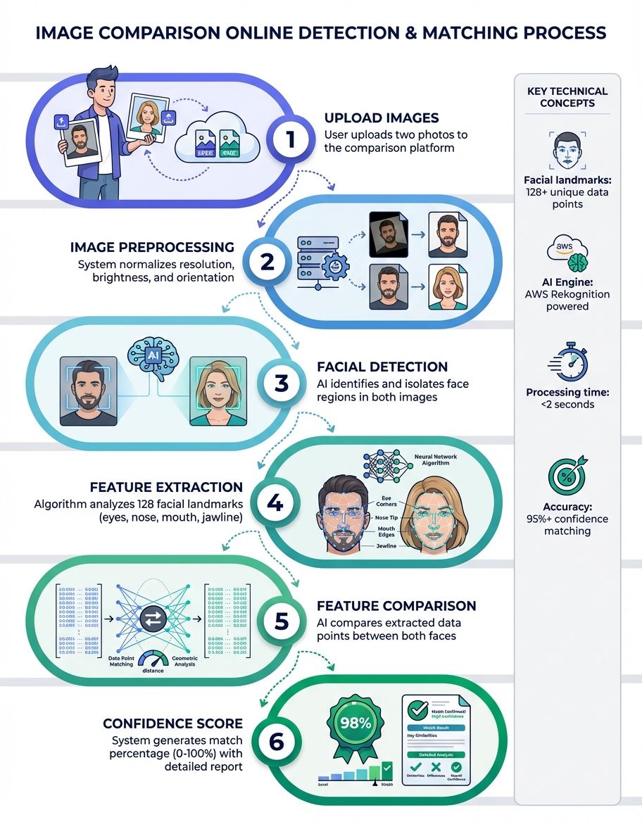 Infographic showing image comparison online - Process/Step-by-Step