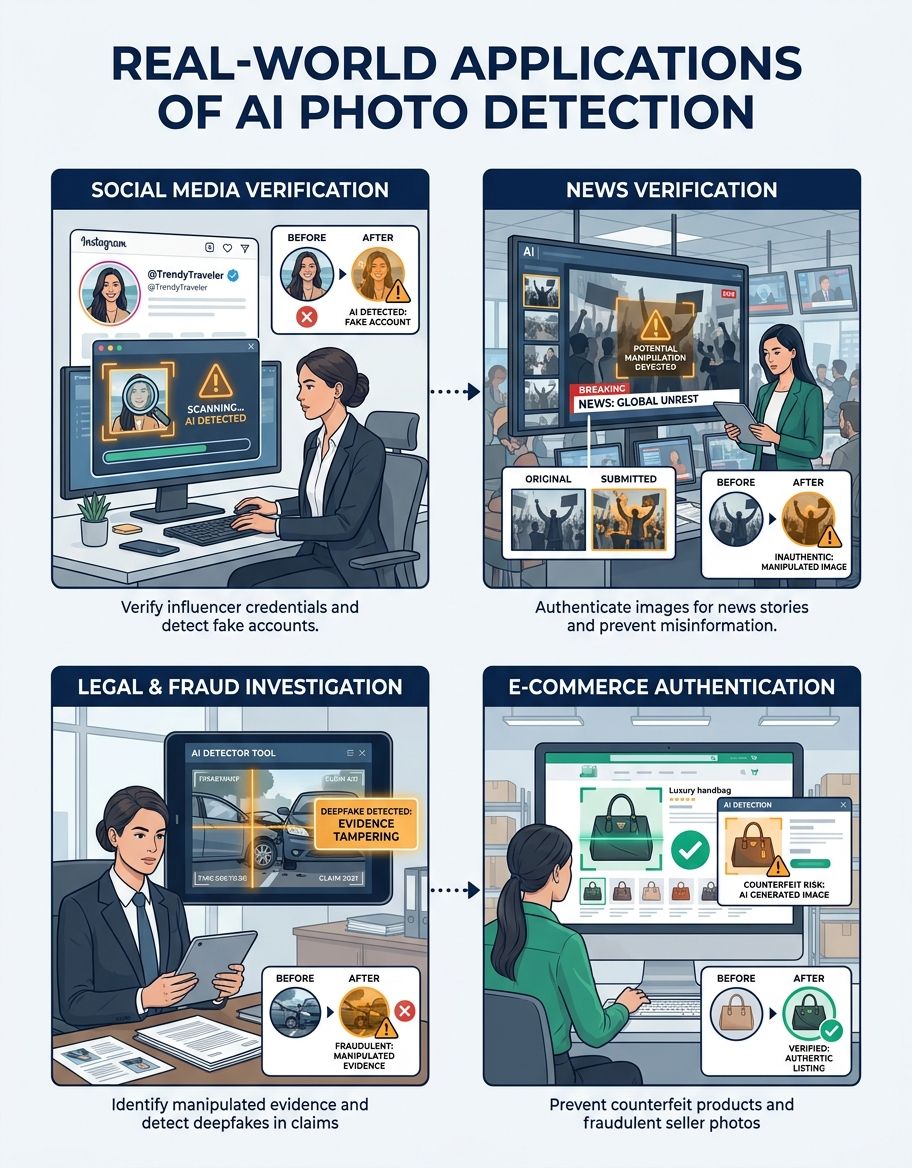 Real-world application scenario for ai photo detector in professional context
