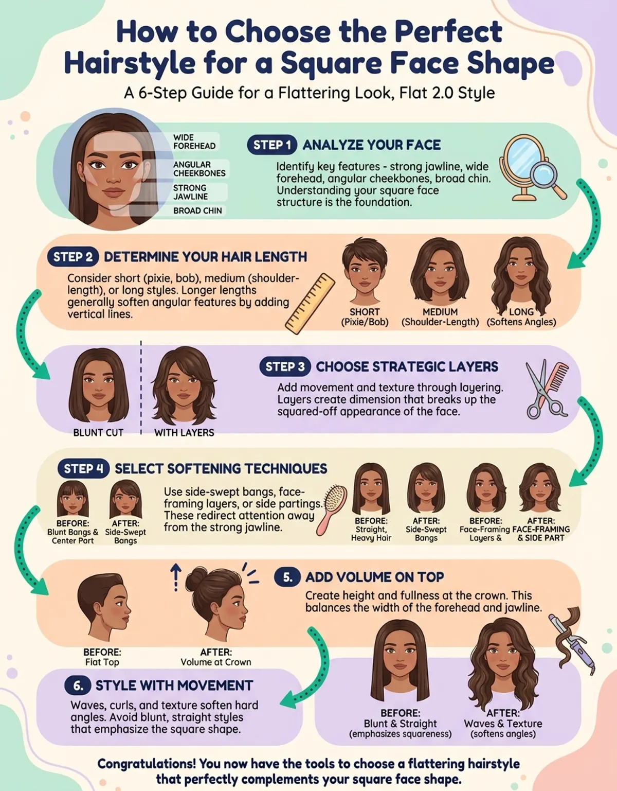 square face shape hairstyles - length variations