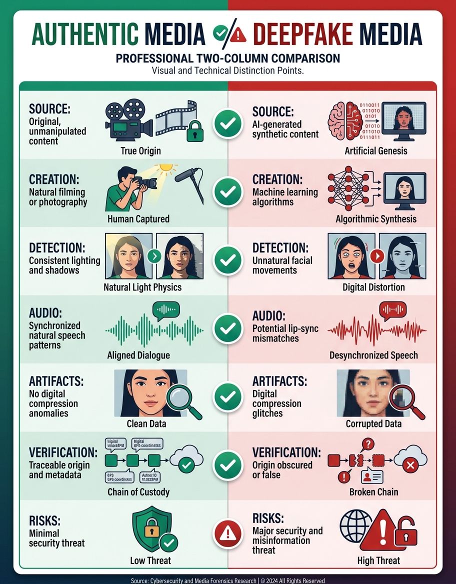 Comparison of different deepfake types including face-swap, voice cloning, and image synthesis