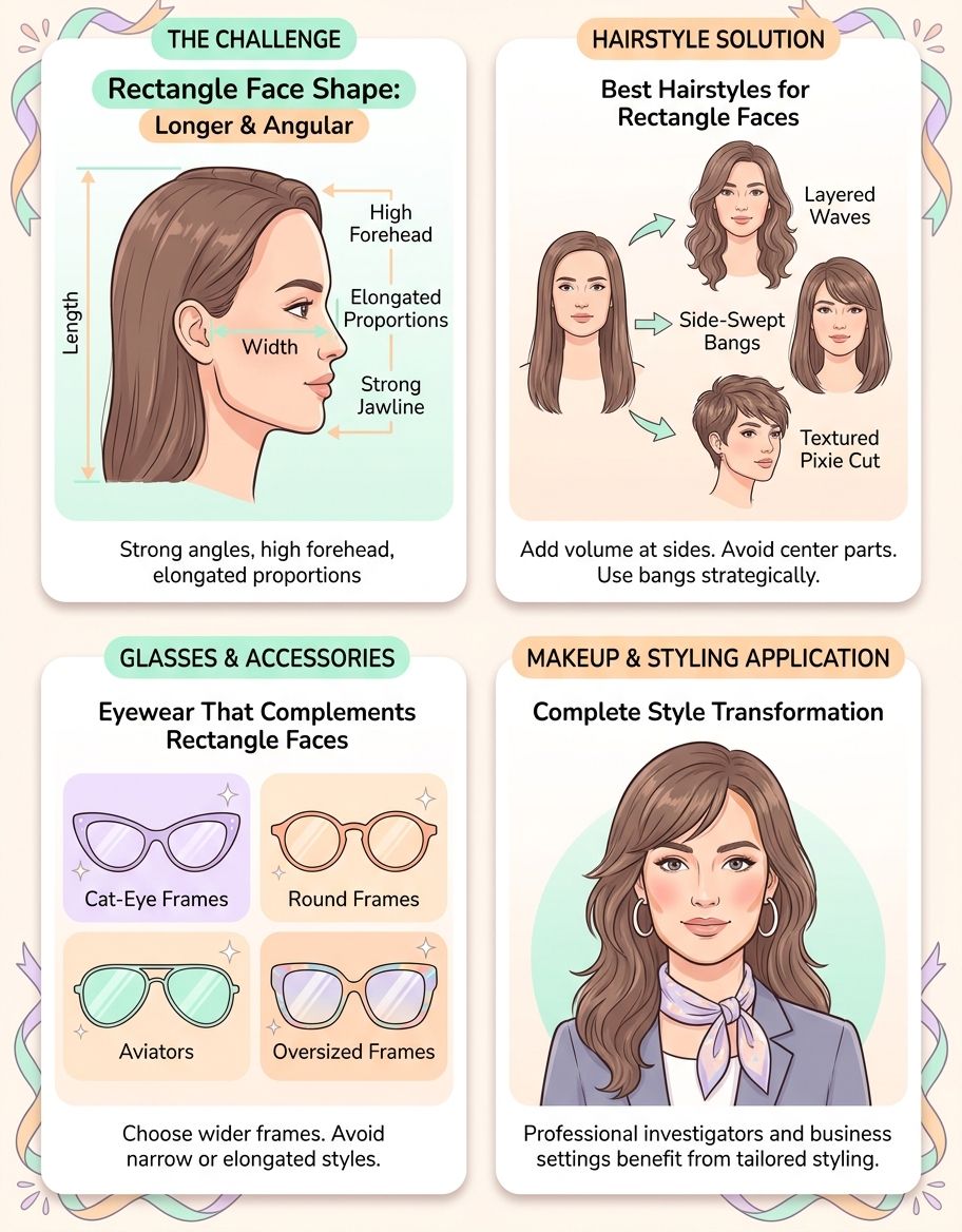AI face shape detection tool analyzing glasses and makeup recommendations for rectangle faces