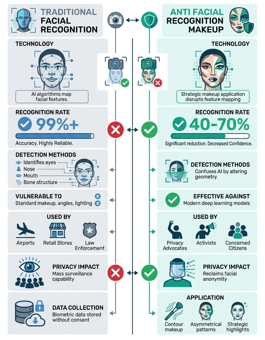 Comparing anti facial recognition makeup to other privacy tools